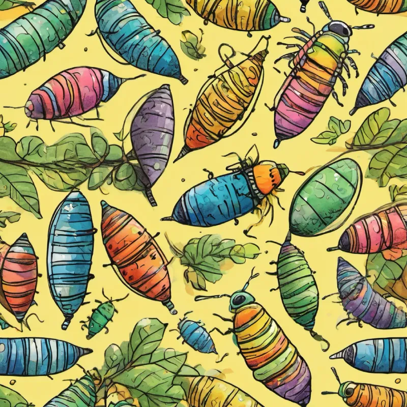 Caterpillars spinning cocoons.