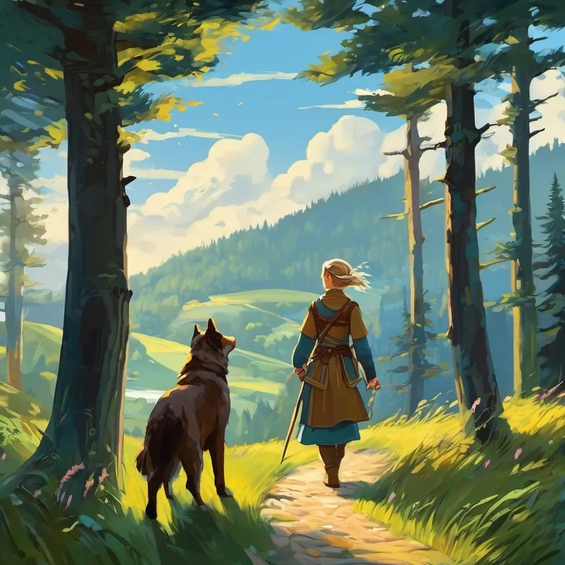 Nachdem Freya mit ihrer Geschichte fertig war, begannen die Dorfbewohner ihre eigenen Abenteuer und Geschichten zu teilen. Jeder hatte etwas Spannendes zu erzählen, egal ob es um eine Reise in ferne Länder oder um lustige Ereignisse in ihrem Dorf ging. Das Fest dauerte bis in die frühen Morgenstunden, und es fühlte sich an, als ob die Zeit selbst verzaubert war. Es gab viel Lachen, Musik und Tanz. Freya tanzte mit ihrem kleinen Hund durch das Dorf und alle sangen fröhliche Wikingerlieder.