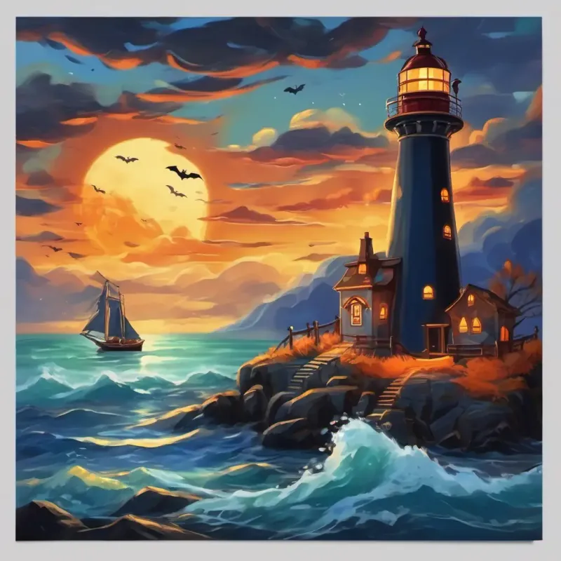 Ships sailing safely with the lighthouse in the background
