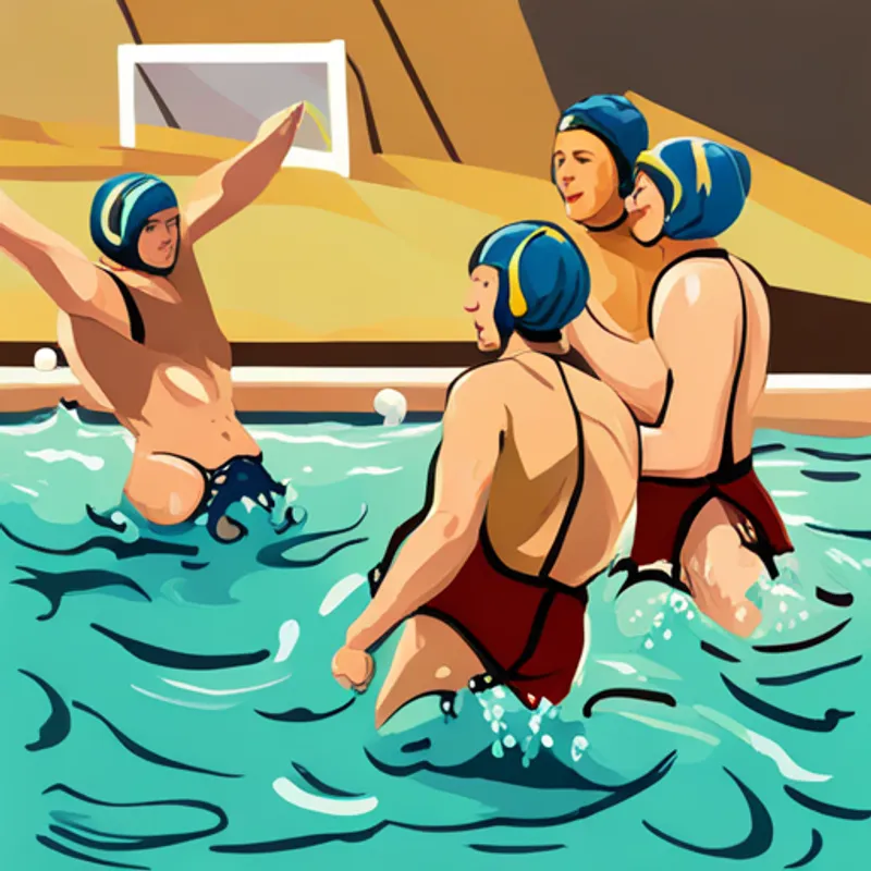 Team water polo players in action