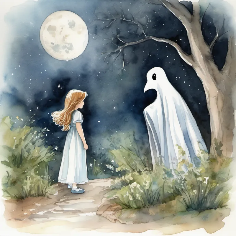 Gathering all his courage, Casper floated closer to Emily, careful not to scare her. He whispered in her ear, "Hello, Emily. I'm Casper, and I promise I won't cause any harm." Startled at first, Emily looked around hesitantly. But when she saw Casper's friendly face, she smiled and replied, "Hello, Casper. I've always wondered about ghosts. Are you really not scary?"