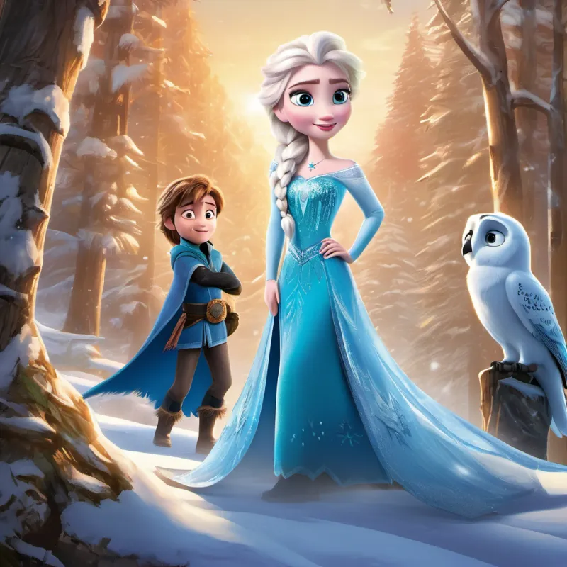 "Celebrate the enchanting tale of Princess Elsa's discovery of a hidden kingdom of ice and snow in this captivating story. Join Elsa, accompanied by her loyal friend Prince Lars and the majestic snow owl Sylvia, as they embark on a journey filled with magic, friendship, and bravery. As Elsa trains to become the Snowflake Sovereign, she must confront an evil sorcerer and his icy minions to protect her newfound kingdom. Filled with heartwarming moments and dazzling displays of Elsa's powers, this story is a testament to the true strength of love and friendship. Join Elsa on her epic adventure and discover the power of magic within."