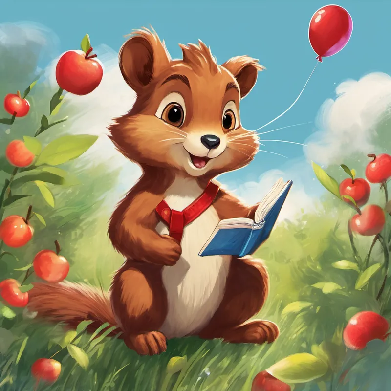 First, they came across an adorable, little squirrel named Sammy. Sammy was holding a shiny red apple, and when he bit into it, the apple said, "A is for apple!" Astonished, Lily and Whiskers sketched the letter A in their sketchbook and happily moved on. Next, they encountered Benny the bear, who stood tall with a big blue balloon in his paw. As the balloon floated up into the sky, it whispered, "B is for balloon!" Lily and Whiskers smiled and added the letter B to their sketchbook.