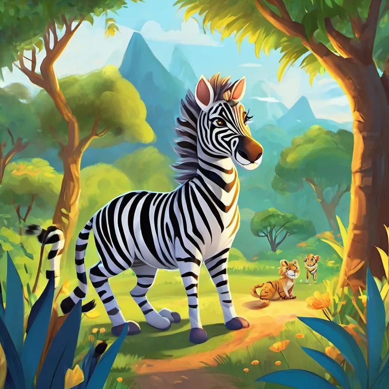Lily and Whiskers continued through the enchanted forest, meeting Jojo the juggling jaguar, Kippy the kangaroo who loved to hop, Leo the lion who loved to roar, and so many more friendly creatures. Finally, as the sun began to set, they arrived at the end of their magical adventure. Zara, the zebra, greeted them with a cheerful smile. "Z is for zebra," she said, and offered Lily and Whiskers a special certificate to celebrate their achievement.