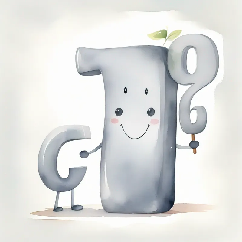 Friendly and confident, gray with a long trunk smiling and holding a blackboard with the number 6