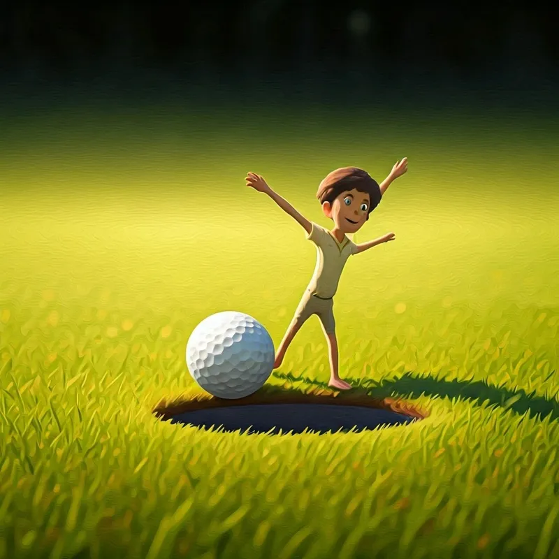 a golf ball wobbling on the edge of a golf hole