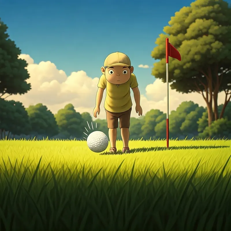 a golf ball falling into the hole with a "plunk" sound