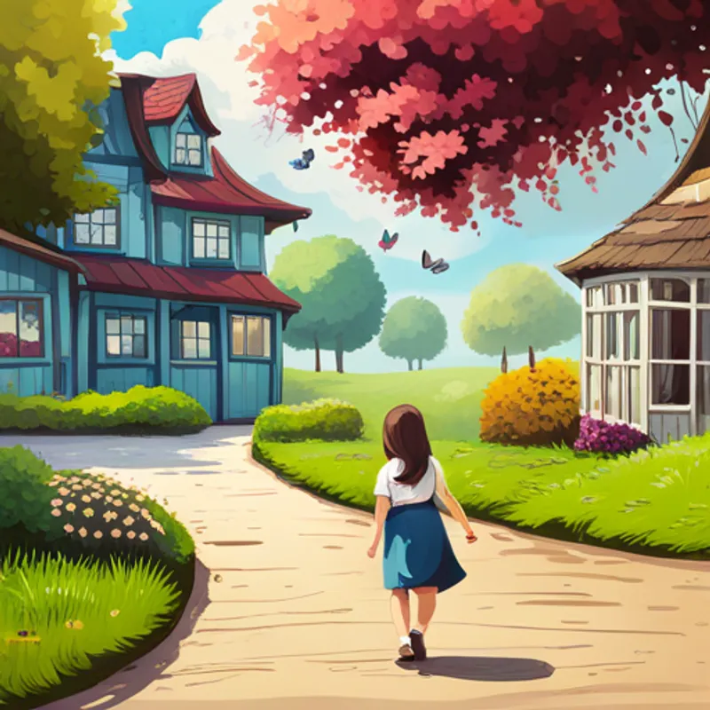A girl walking towards a meeting place with butterflies in her stomach