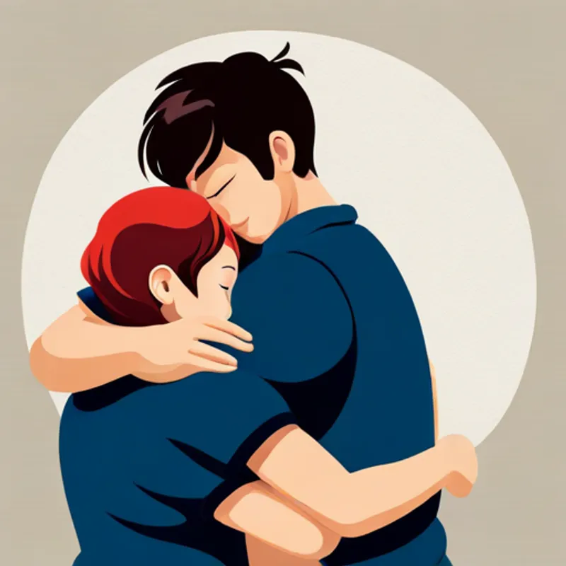 A girl and a boy hugging each other tightly