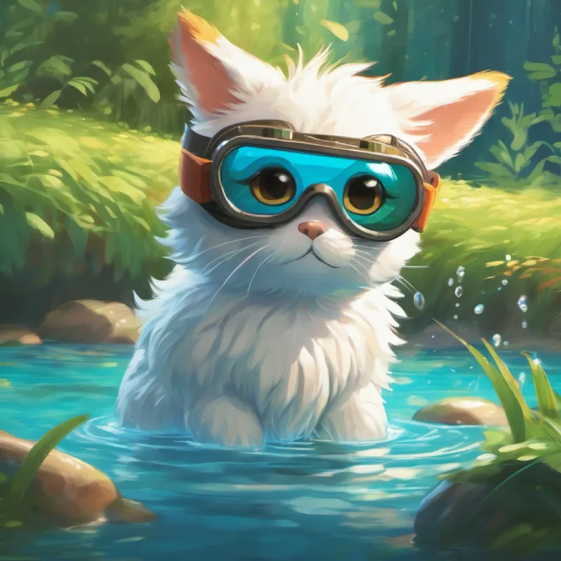 Fluffytail uses his goggles, finds water.
