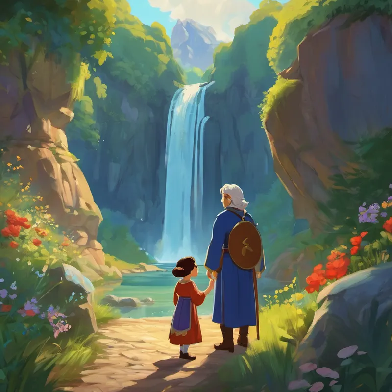 Once upon a time, in a magical kingdom far away, there lived a brave and kind-hearted prince named Julian. He was loved by everyone in the kingdom for his courage and wisdom. Julian's parents, the King and Queen, were filled with pride for their wonderful son. One sunny day, while playing near a magical waterfall, Julian stumbled upon a mysterious old woman. The woman, known as Baba Yaga, was a powerful enchantress. She was impressed by Julian's kindness and decided to grant him a wish as a reward.
