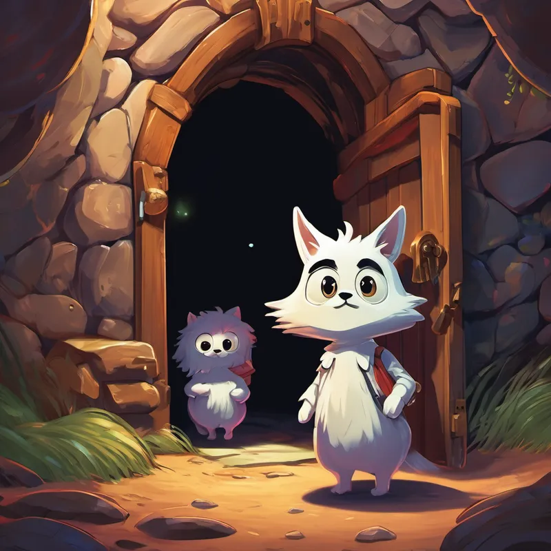 Their first challenge was finding Colonel Sanders' secret hideout. Linke and the blob searched high and low, sniffing their way through the village. Finally, they stumbled upon a hidden door in an old, dusty library. With a burst of excitement, they pushed the door open, revealing a dark and mysterious tunnel. Holding paws and blob tentacles, they bravely ventured into the unknown.