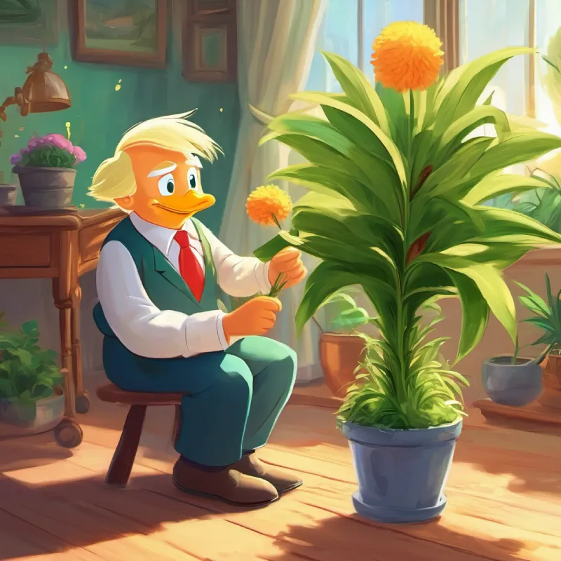 Donald getting a special remedy to cheer up his plant.