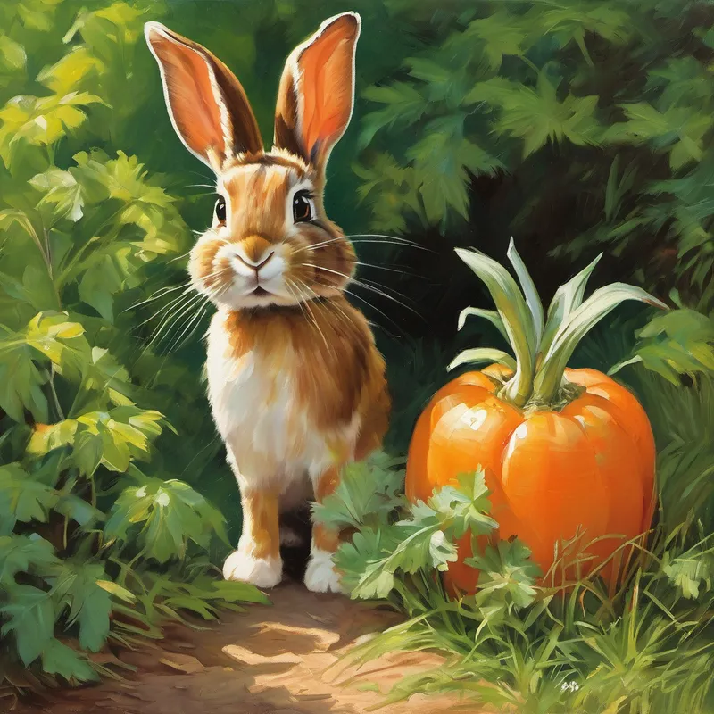 Jimmy enthusiastically agreed, feeling braver with each step he took. Suddenly, he heard a rustling sound from the bushes nearby. With his heart pounding, Jimmy cautiously approached to find a friendly bunny nibbling on a carrot. "Hello, Mr. Bunny," Jimmy said, mustering up all his courage. "Could you perhaps show me the way to the next letter in my ABCs?"