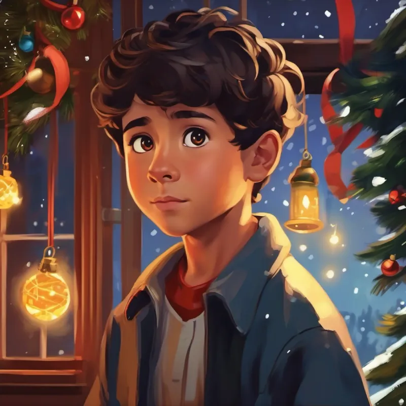 Introduction of Curious boy, tan skin, dark eyes, short hair and the setting.