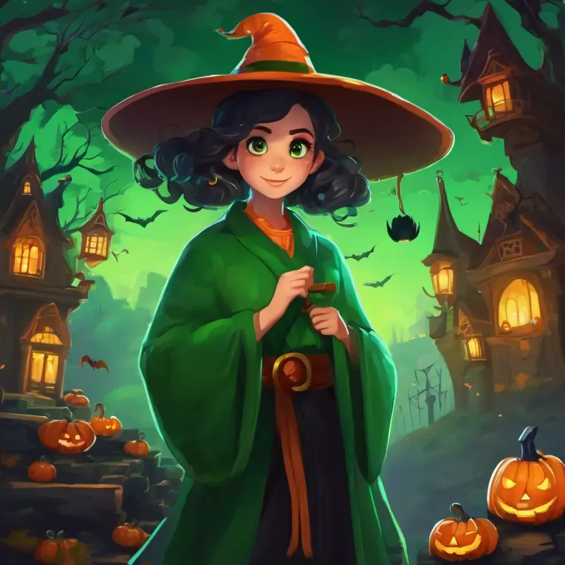 Moça com cabelos castanhos e olhos verdes, corajosa e sonhadora, sorrindo dentro de uma loja, com várias roupas e acessórios ao seu redor