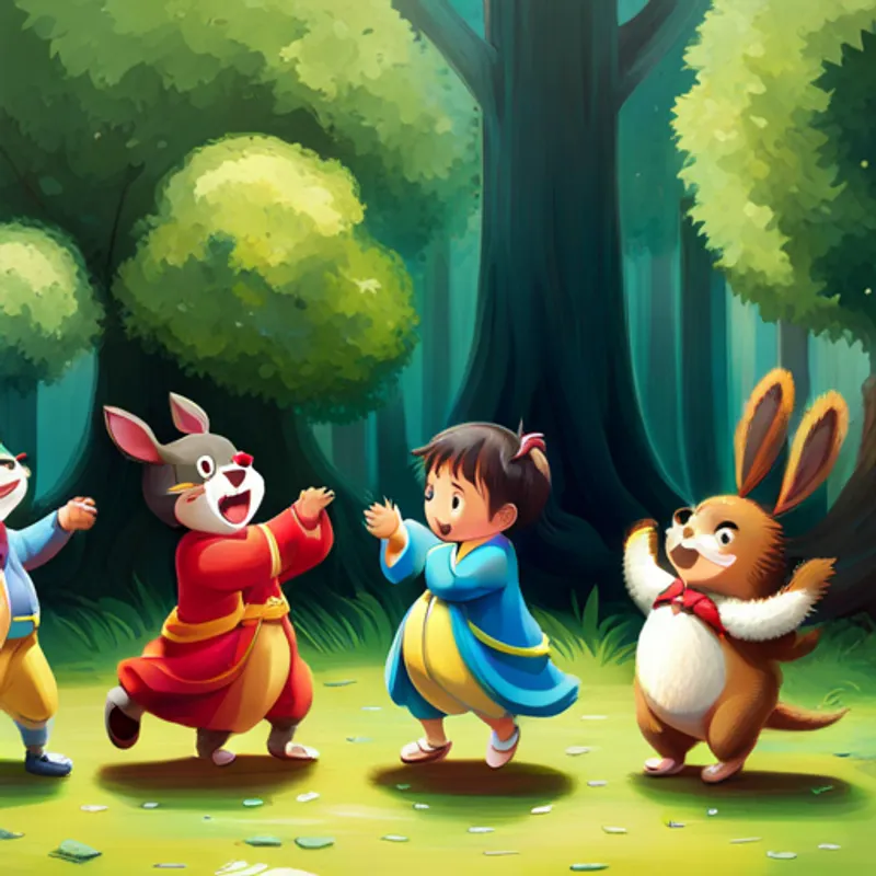 Animals dancing and laughing as Kiki's voice echoes