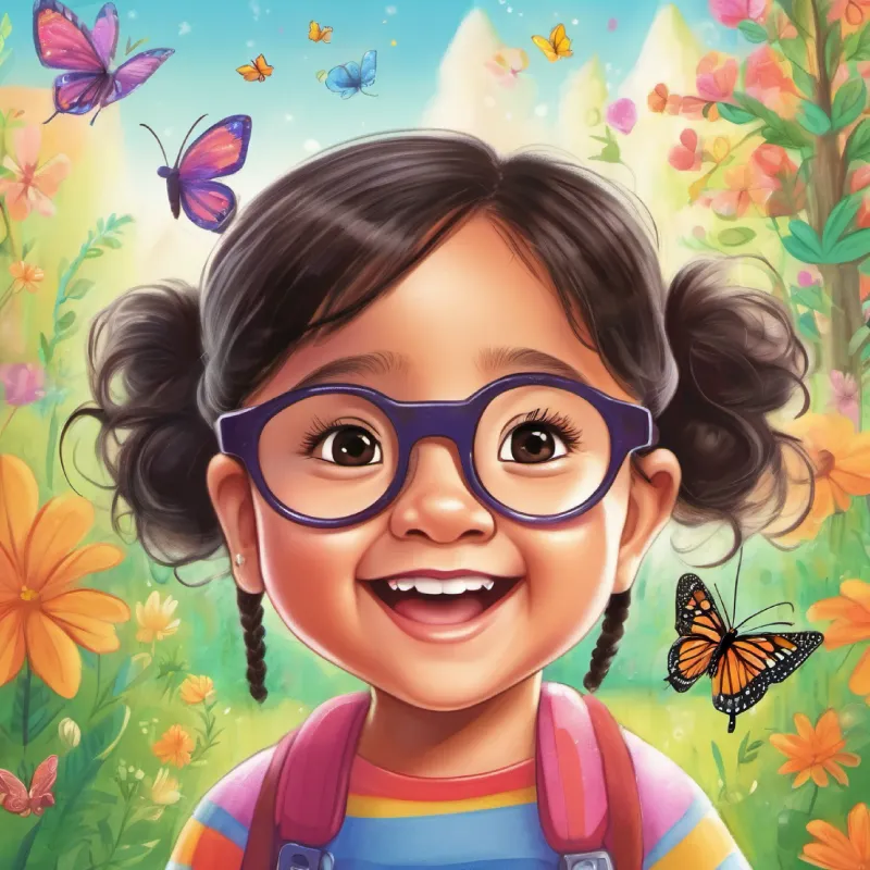 Karen entering the magical playground, following a butterfly.