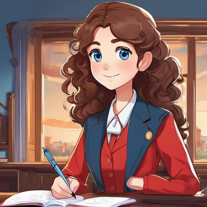 Curly brown hair, bright blue eyes, a determined and caring girl, now a grown-up woman with a notepad and a pen, is talking to different people and writing down their stories. She is determined to uncover the truth about White beard, red suit, a jolly and powerful man.