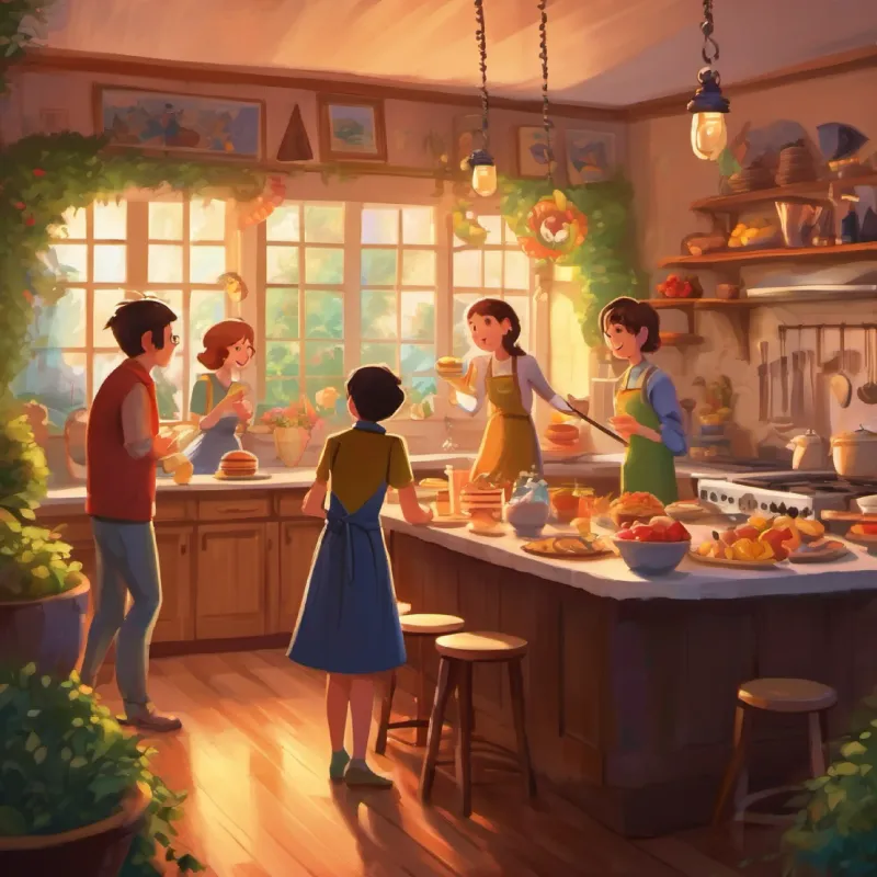 Narrating the outcome of the surprise party and the impact on the kitchen's atmosphere