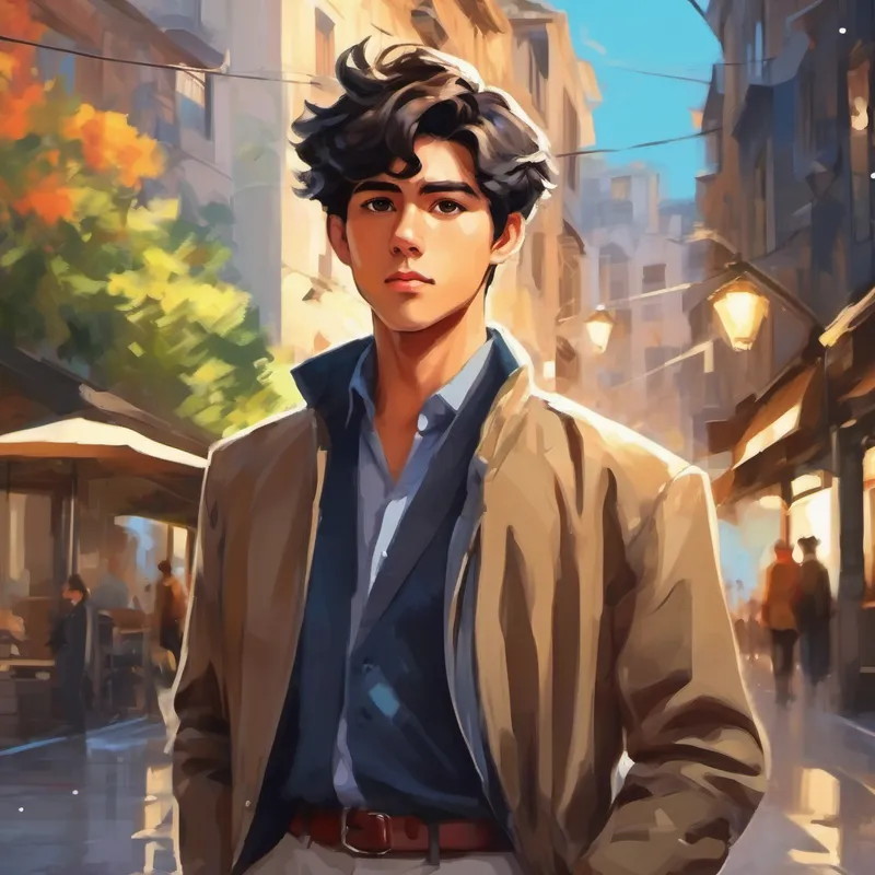 A young man with a determined look in his eyes, wearing stylish clothes. becomes a star