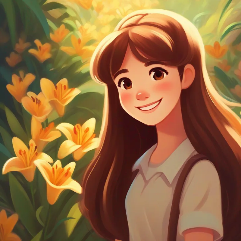 Lily with brown hair and a bright smile with brown hair and a bright smile