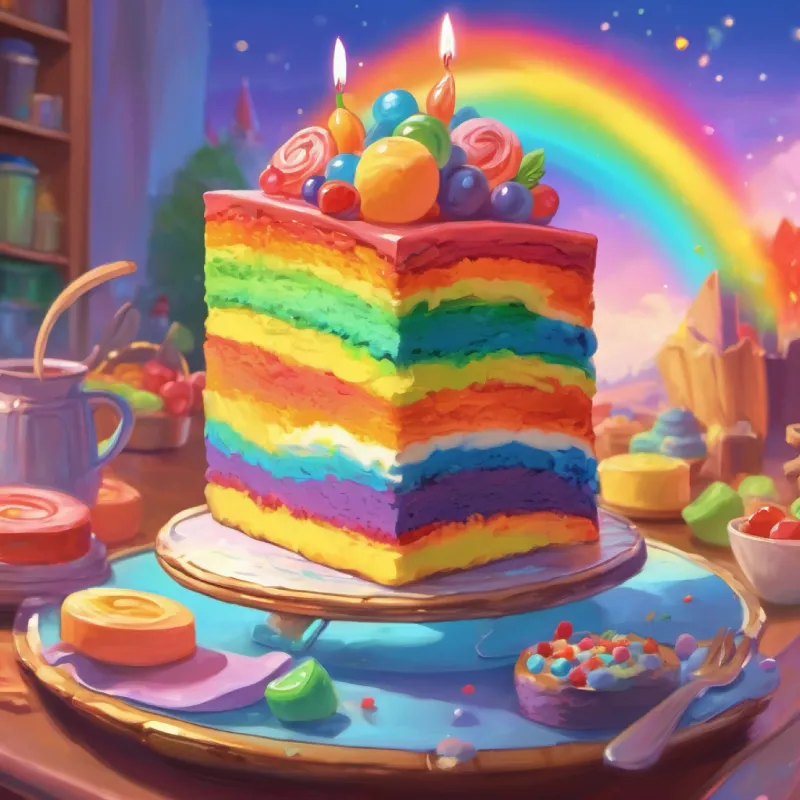 Rainbow cake is done, it's magical, friends come to see.