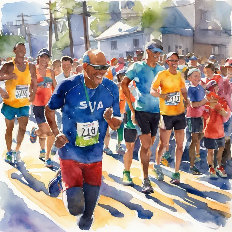 One sunny day, word spread throughout the town about a grand marathon taking place in a neighboring city. The best athletes from all around were going to compete. Larger Man smiled to himself and decided that it was time to show the world what he was made of. Excitedly, Larger Man embarked on a journey, taking his trusty cape and putting on his running shoes. As he arrived at the starting line, he saw top athletes from different parts of the world stretching, warming up, and talking amongst themselves.