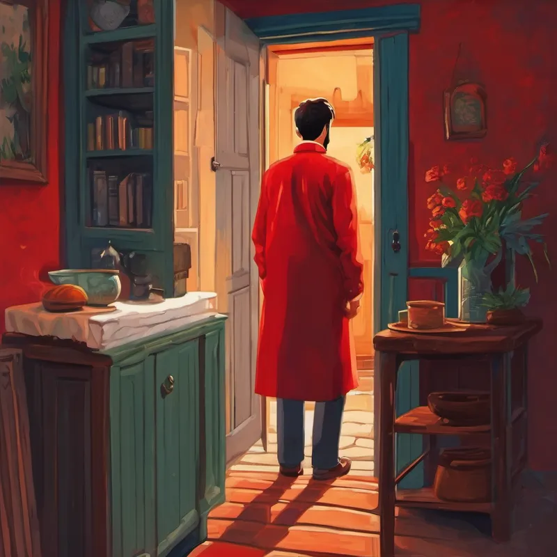 Hombre de camisa roja con un corbo.'s wife hides in a neighbor's house