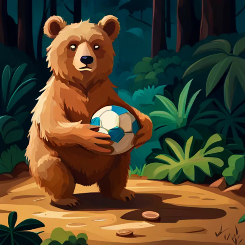 Frederico tem olhos marrons e é amável. brincando com o ursinho e a bola