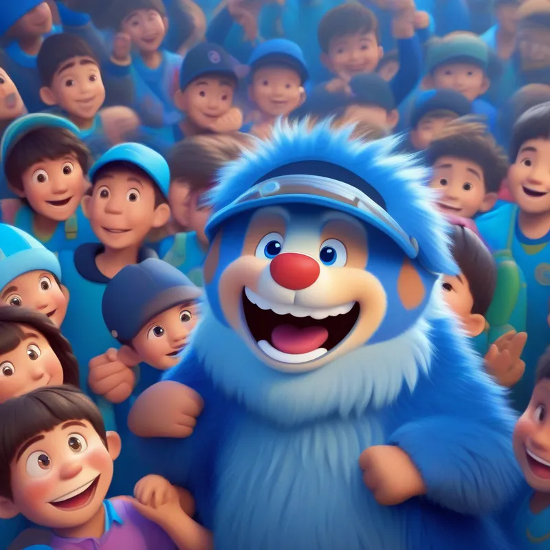 Blue fur, big smile, adored by children shares his adventure and teaches children about honesty.