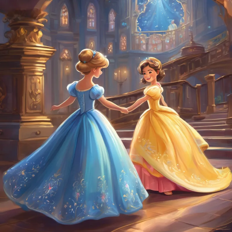 "This dress and these slippers are magical, my child," explained the Fairy Godmother. "When you wear them with all your heart, incredible things will happen." Cinderella's eyes widened with excitement as she put on the beautiful gown. She felt like a true princess, full of confidence and joy. As she twirled around, her dress transformed into the perfect fit for her, flowing gracefully with every movement.