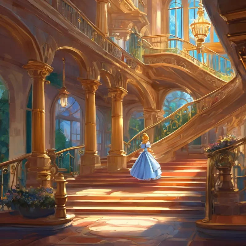 In her rush, she accidentally left behind one of her glass slippers on the grand staircase of the palace. The prince, enchanted by Cinderella and determined to find her again, declared that he would search the entire kingdom until he found the girl who could fit into the lost glass slipper. Word spread throughout the land, and girls from far and wide tried to squeeze their feet into the delicate shoe. But, of course, none of them fit.