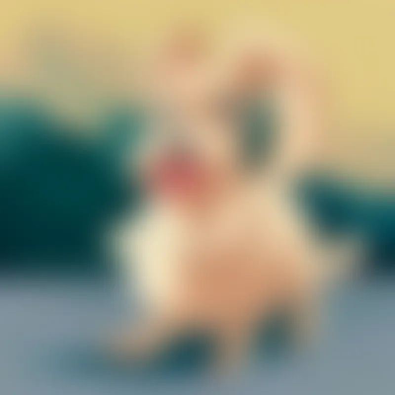 Cream-colored pulipoo with floppy ears and a wagging tail playing with Italian girlren and saying 'Ciao'