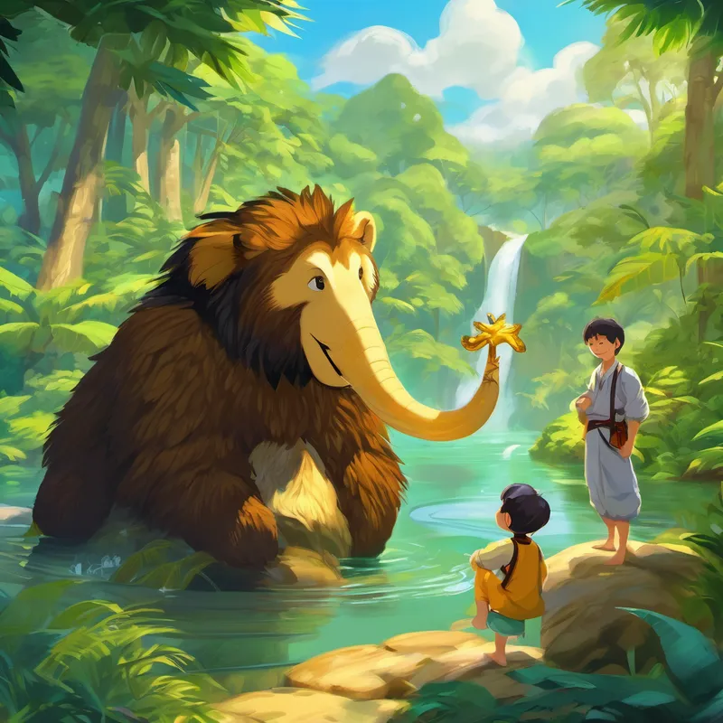 With the Golden Coconut in their possession, Gartai and Tao returned to their beloved pond, where all their adventures had begun. They decided to give the Golden Coconut to the animals of the forest, hoping it would bring them joy and prosperity. From that day forward, Gartai and Tao became the heroes of the forest, sharing their tales of bravery and friendship with everyone they met. The animals admired them for their courage and their loyalty to each other.