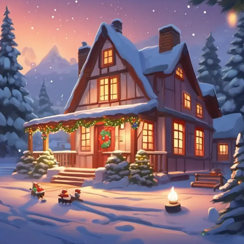 Girls led to a cozy cottage to have hot chocolate