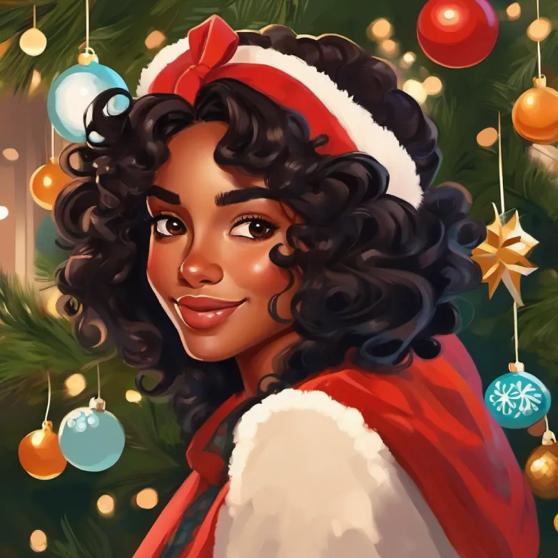 Ambitious, brown skin, expressive brown eyes, curly black hair successfully completes her presentation and earns approval.