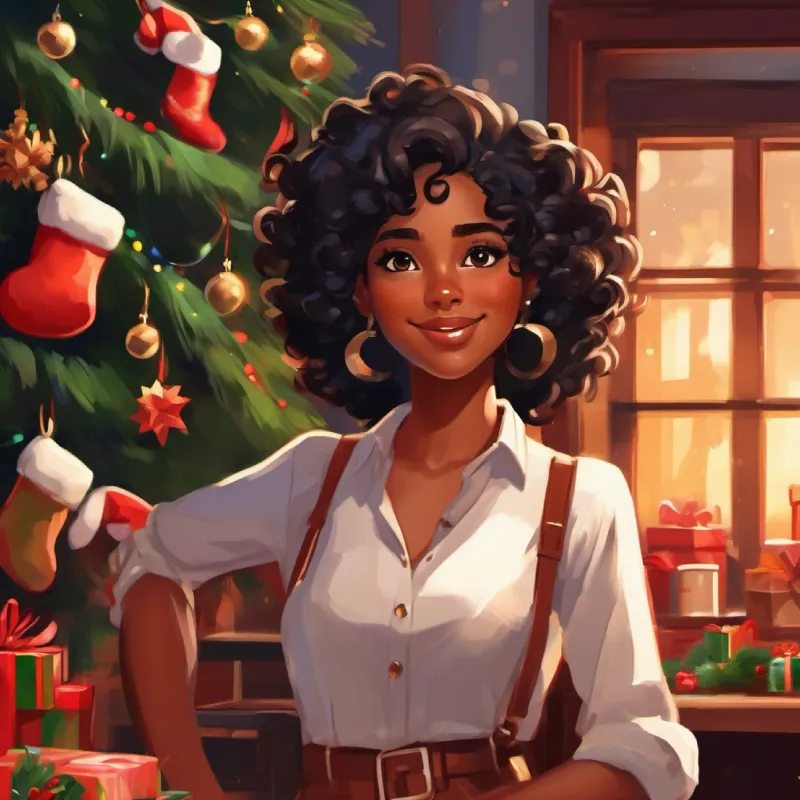 Ambitious, brown skin, expressive brown eyes, curly black hair gains confidence and builds relationships with colleagues.