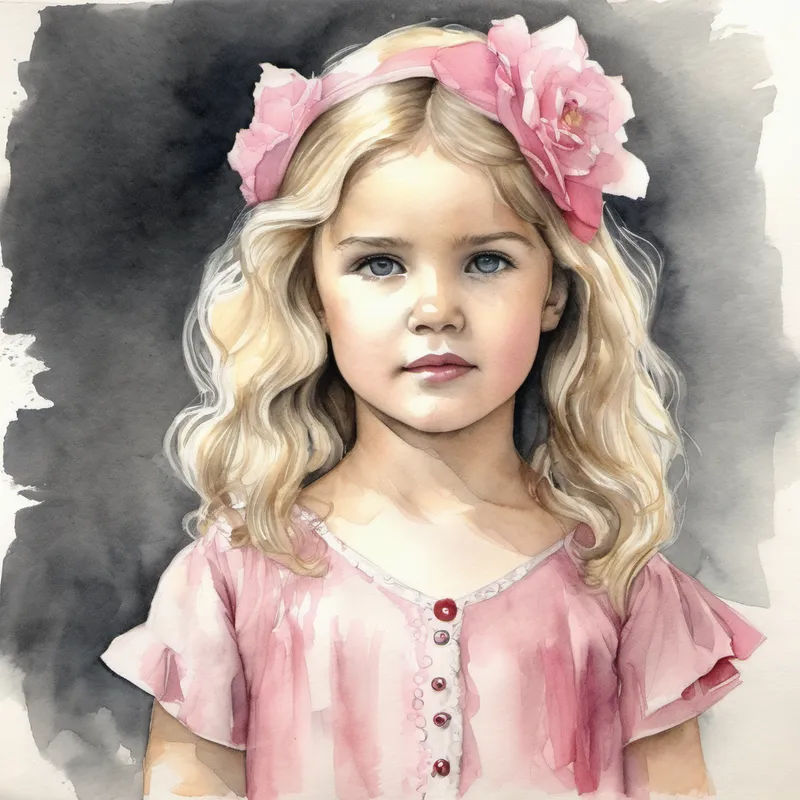 Niña rubia con un vestido rosa