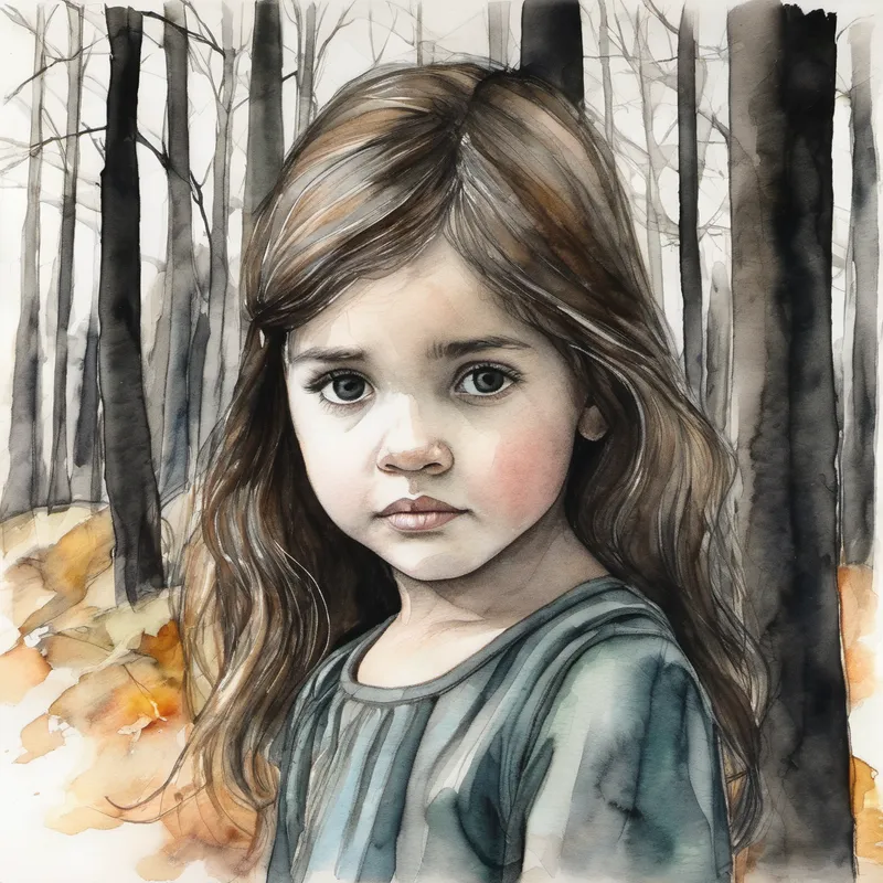 Niña llorando en el bosque oscuro