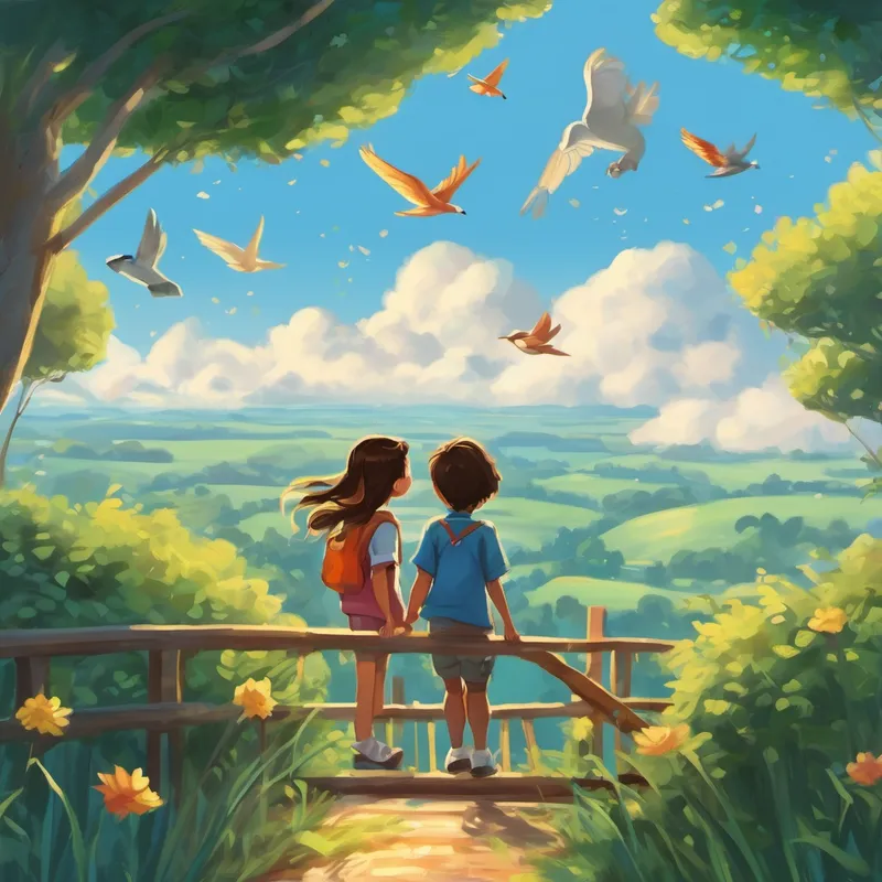 As Zara giggled with joy, Ali shared stories about their adventures. They played games with the Shoe Birds in the clouds, counting how many shoe-shaped clouds they could spot. They raced the shooting stars, feeling the wind brush against their cheeks. Finally, it was time to return home. Ali and Zara flew back through their bedroom window, just as the first rays of sunlight illuminated the room. Ali gently tucked Zara back into her bed, kissed her on the forehead, and wished her sweet dreams full of flying shoes.