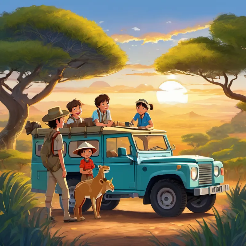 After a day full of excitement and learning, it was time for Andy to say goodbye to his new friends. Zara, Leo, and Gina thanked Andy for joining them on their safari, and Andy thanked them for teaching him so much. As Andy headed home with a heart full of joy and knowledge, he knew that he would always treasure his safari adventure with the Savvy Safari Guides.