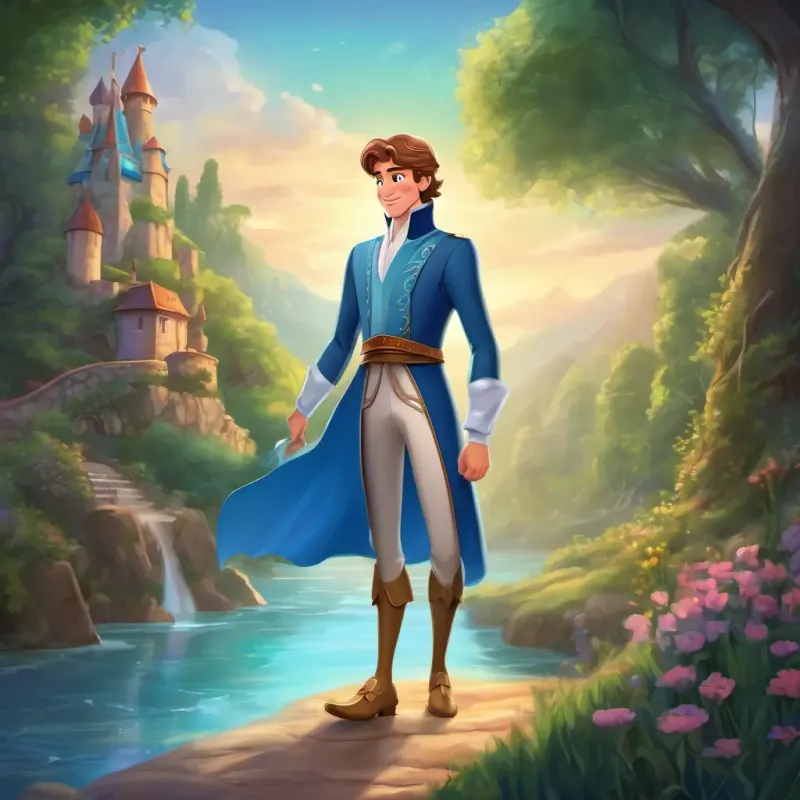 The lost slipper: The prince and Kind-hearted with blue eyes and fair skin's glass slipper. Exciting search setting.