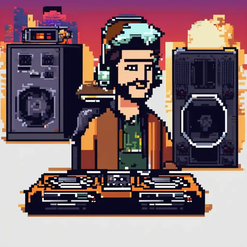 Bill DJing for the Amazons, showcasing his musical talent.