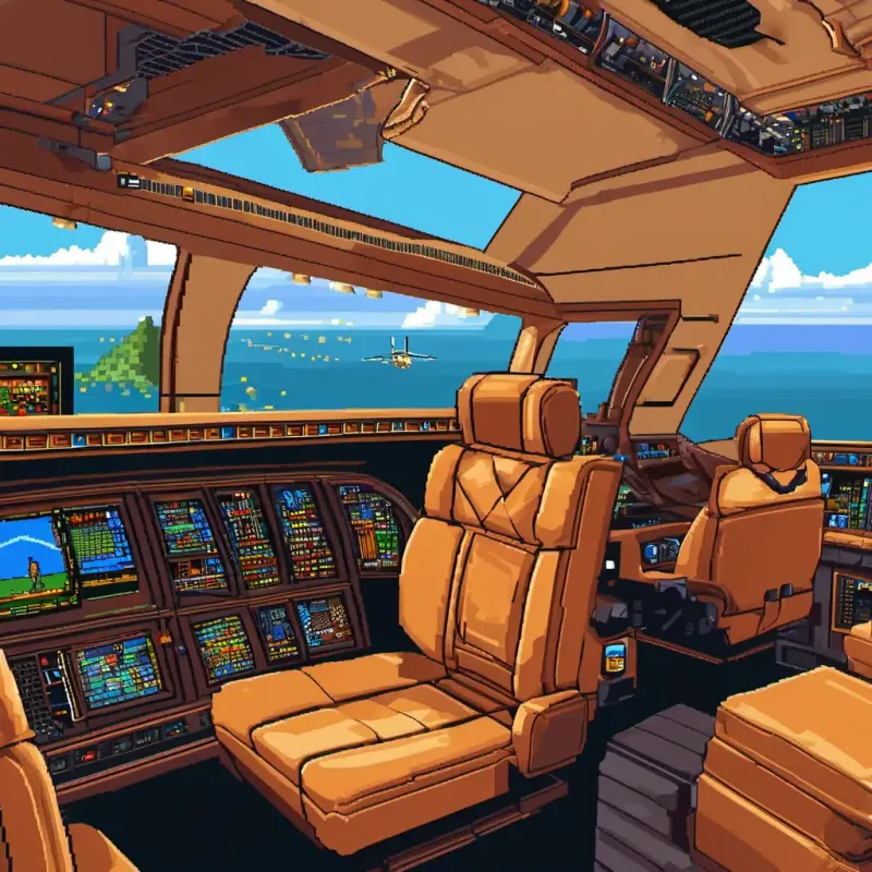 Amazons accompany Bill inside his luxurious private jet and helicopter.