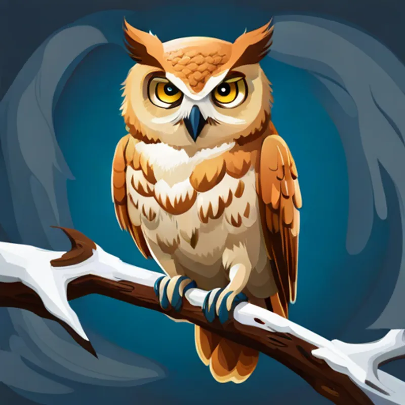 Wise owl perched on a tree branch