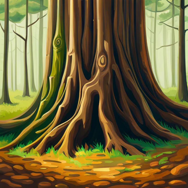 Quote written on a tree trunk in a mystical font