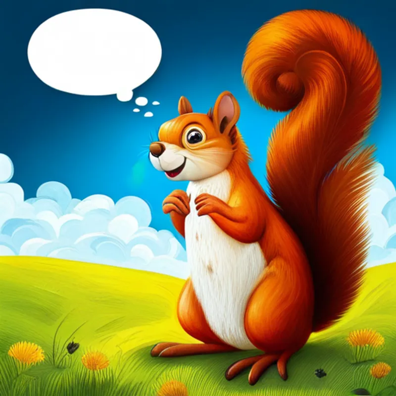 Squirrel expressing anxiety with thought bubbles