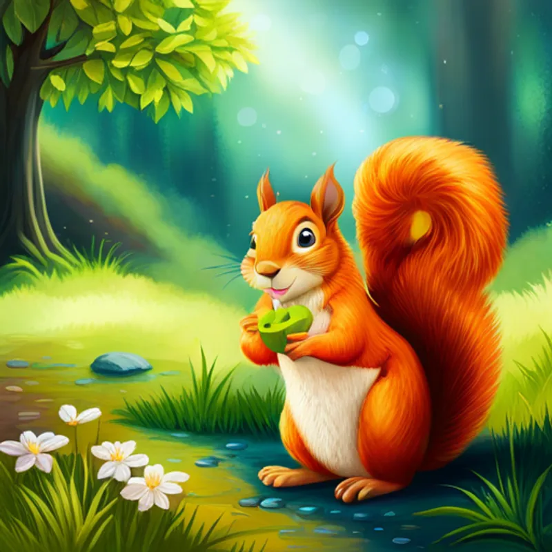 Squirrel feeling better surrounded by peaceful nature