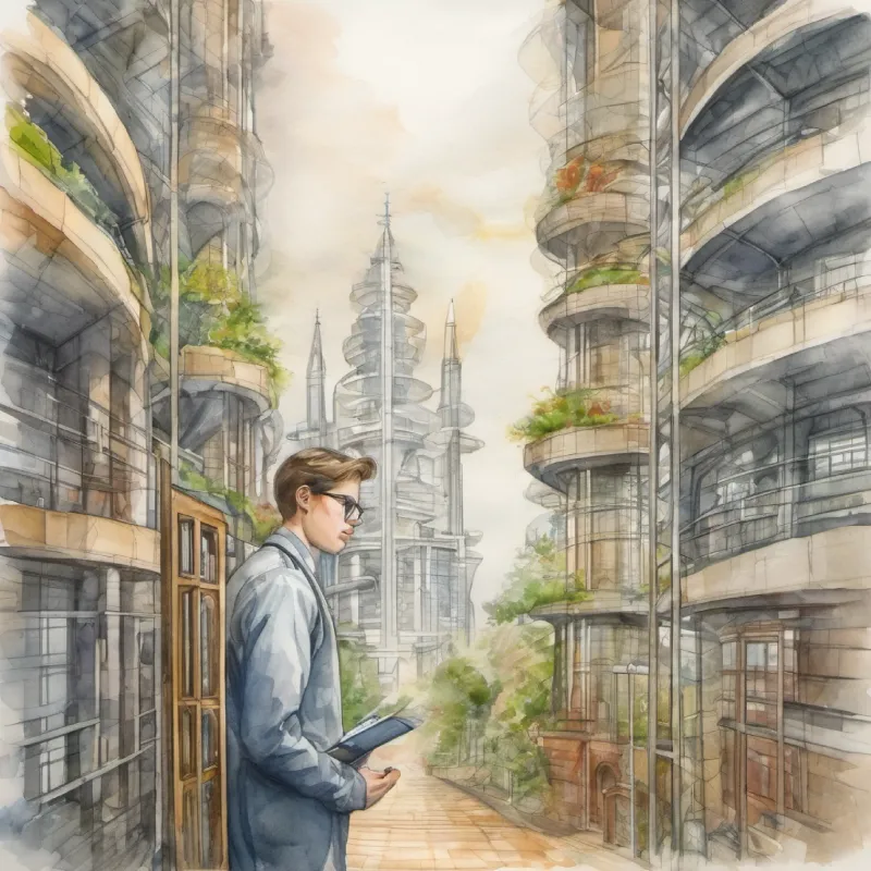 Eager medical student with curious eyes and a sharp mind observes transamination in Transamination Towers